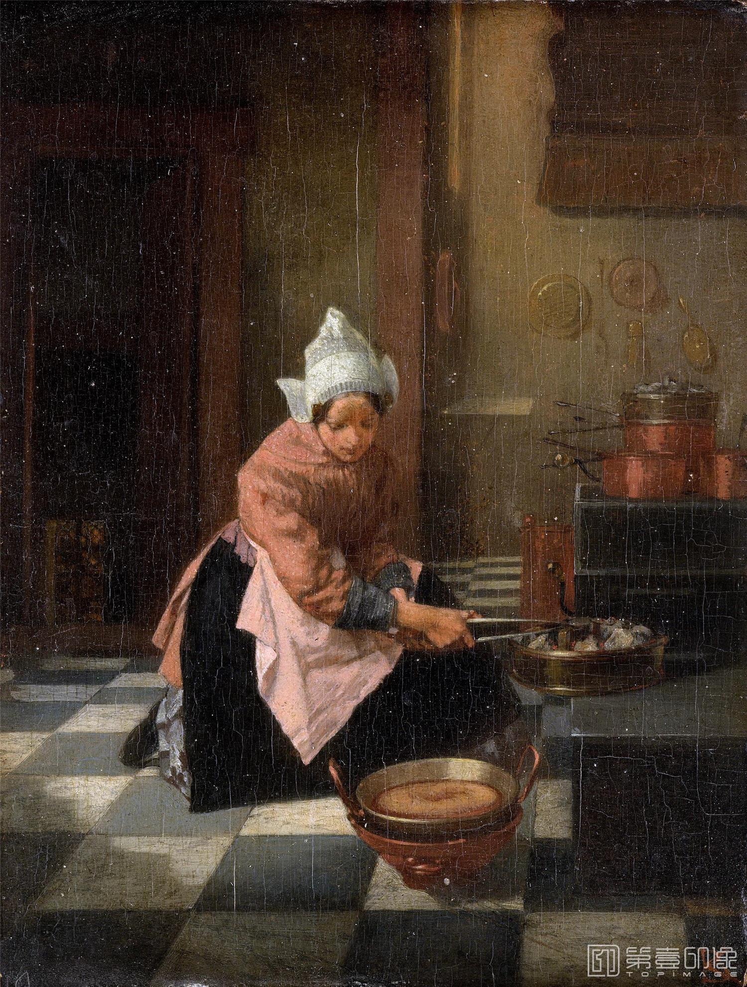 油画-荷兰阿姆斯特丹国家美术馆-Bakker Korff Alexander Hugo De wafelbakster 1850-1882